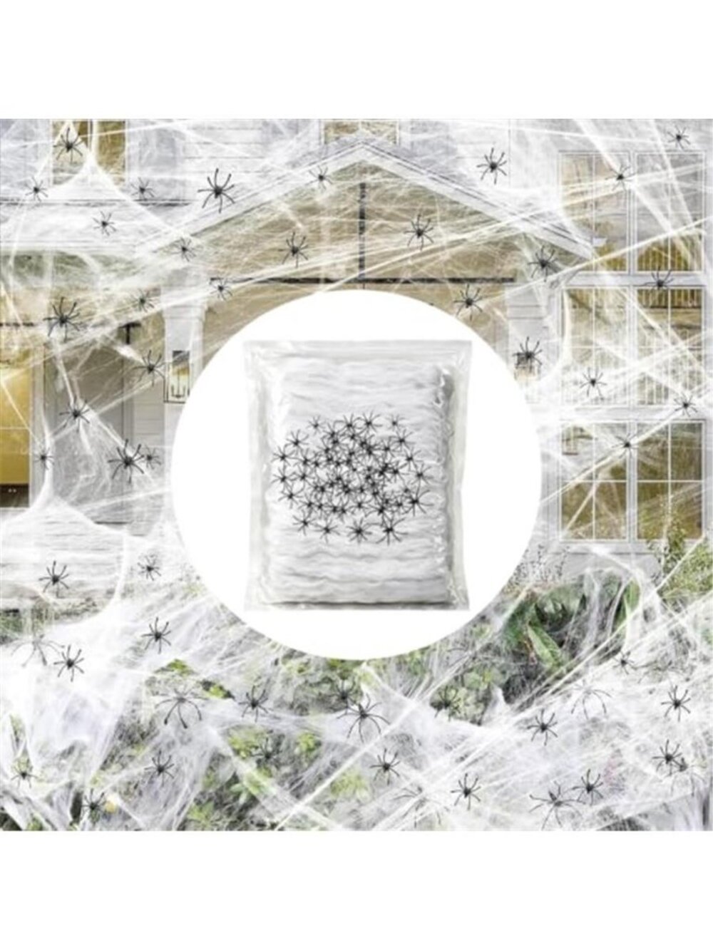 1200 sqft Halloween Spider Webs and 50pcs Fake Spiders Super Stretch